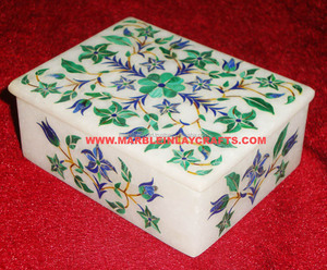 Caja de incrustación de piedra de mármol blanco - Product Image 1