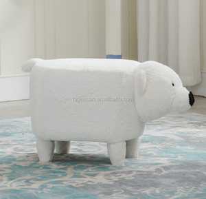 Hot Selling in Japan and Seou Child Furniture White Bear Chair <strong>Stool</strong> Shape Fabric Cover <strong>Wooden</strong> <strong>Small</strong> Sitting <strong>Stool</strong> for Kids - Product Image 2