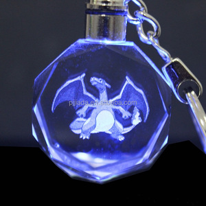 3D Laser <strong>Engraved</strong> Animal Photo LED Crystal Keychains for Couples <strong>Key</strong> <strong>Rings</strong> Promotional Souvenir Gift - Product Image 2