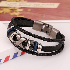 Gelang Jepret Pria Wanita, Gelang Jimat Huruf Kulit X - Product Image 2