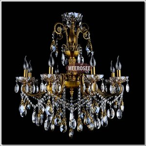 MEEROSEE Bronzo Finito Antico <span class=keywords><strong>Lampadario</strong></span> di Cristallo di Illuminazione In Ottone di Lusso Cristalli Lampada Lustre Lampada <span class=keywords><strong>A</strong></span> <span class=keywords><strong>Sospensione</strong></span> MD8504 L8 - Product Image 2