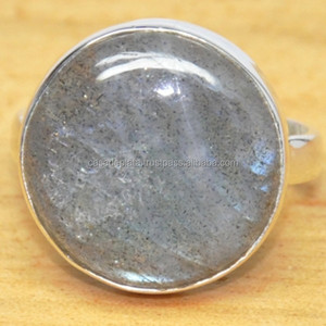 Meilleure qualité faite à la main 925 en argent Sterling Cabochon bague forme ronde Labradorite pierre précieuse unisexe bijoux de mariage pour hommes - Product Image 1