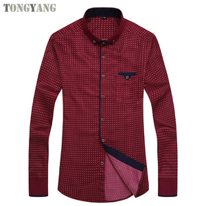 TONGYANG <span class=keywords><strong>uomo</strong></span> moda Casual camicia a maniche lunghe stampata Slim Fit maschile sociale Business camicia <span class=keywords><strong>uomo</strong></span> abbigliamento morbido comodo - Product Image 6