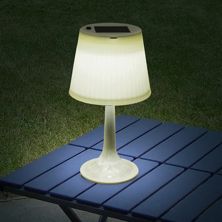 مصباح طاولة بالطاقة الشمسية LED في الهواء الطلق في الأماكن المغلقة لمبة مكتب الأبيض أضواء ليلية حديقة الباحة الشمسية إضاءة للطاولات