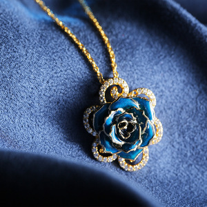 <span class=keywords><strong>Collana</strong></span> XP-RRN-1020 con Fiore Placcato <span class=keywords><strong>Oro</strong></span>, Rosa Vera - Product Image 4