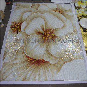JS MFL-BF02 Handmade Mural Thủy Tinh Óng Ánh <span class=keywords><strong>Mosaic</strong></span> Flower Pattern Biệt Thự Tường Gạch - Product Image 1