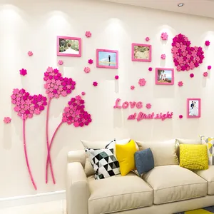 Акриловые 3D наклейки на стену, наклейки на стену с изображением любовных цветов, декор для телевизора, домашний декор