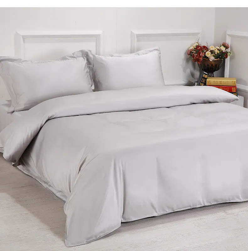 Bett bezug Set Bio Bambus Blatt gewebt Doppel OEM 60 Einweg Solid Plain Dyed Luxus Bett bezug Set mit Stickerei
