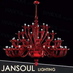 中国供应商 Jansoul 照明室内婚礼装饰 murano 玻璃枝形吊灯大红水晶枝形吊灯