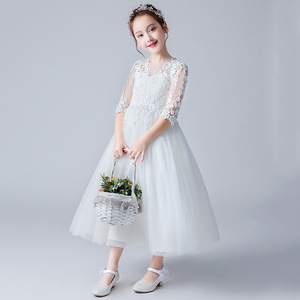 <span class=keywords><strong>Vestido</strong></span> <span class=keywords><strong>de</strong></span> Encaje <span class=keywords><strong>de</strong></span> Manga Media para Niña, <span class=keywords><strong>Primera</strong></span> Comunión, Fiesta, Talla Grande, Vestidos <span class=keywords><strong>de</strong></span> Novia Blancos para Niñas - Product Image 4