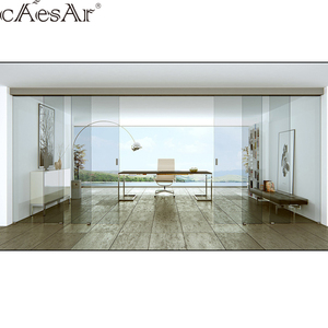 Portes coulissantes en verre trempé sans cadre, automatisées, à 4 panneaux, pour bureau - Product Image 3