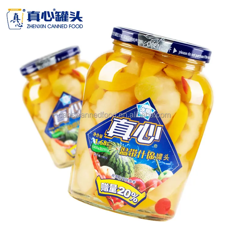 Zhenxin الطازجة كوكتيل فواكه معلب في شراب خفيف 1680g الكرز/الكمثرى/العنب/الخوخ