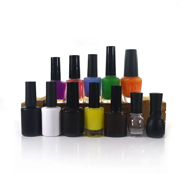 ネイルエナメルコンテナ5ml 7ml 9ml 10ml 11ml 13ml 15ml丸い正方形のマニキュアガラス瓶ブラシとキャップ付き