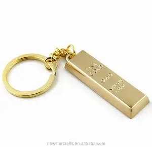 Newest Design Zinc Alloy bullion Keychain Popular Gold Bar Shaped Keychain