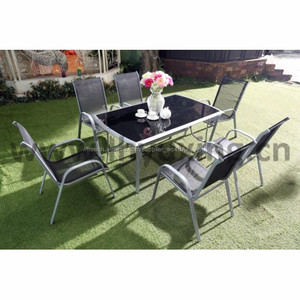 <span class=keywords><strong>Salon</strong></span> <span class=keywords><strong>de</strong></span> <span class=keywords><strong>jardin</strong></span> Ensemble table + 6 chaises <span class=keywords><strong>en</strong></span> <span class=keywords><strong>aluminium</strong></span> <span class=keywords><strong>et</strong></span> <span class=keywords><strong>textilène</strong></span> - Product Image 1