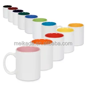 11 oz Two Tone Coated Sublimation Ceramic Printed Mug OEM Mug with Blue Inner and Handle