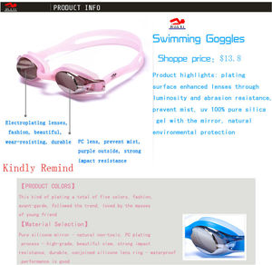 Toptan özel PC ayna kaplama lens can anti-sis yüzücü gözlükleri yetişkin silikon yüzmek gözlük - Product Image 4