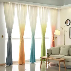 High Grade 5 Gradient Color yellow Blue Gray Pink Green Curtain Modern Tulle Curtains For Living Room Home Decoration