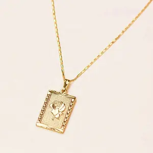 joyería de acero inoxidable de oro Suppliers-Collar con colgante de acero inoxidable chapado en oro de 18k para mujer, accesorios de joyería