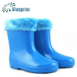 venta al por mayor de moda de las señoras cálido de seguridad transparente corto botas de lluvia - Product Image 1