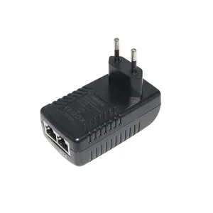Injector Met Twee Poorten Ac Dc Power Connector Voor Ip Telefoon Zwarte Muur Poe Adapter 5V 9V 12V 24V 48V 0.5A 1A 1.5A Poe Switch