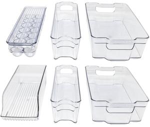 Set di 6 Organizzatori Trasparenti <span class=keywords><strong>per</strong></span> Cassetti, Dispensa e Frigorifero, Organizzatore <span class=keywords><strong>per</strong></span> <span class=keywords><strong>Frigo</strong></span>, Contenitori <span class=keywords><strong>per</strong></span> Conservazione in Frigorifero - Product Image 2
