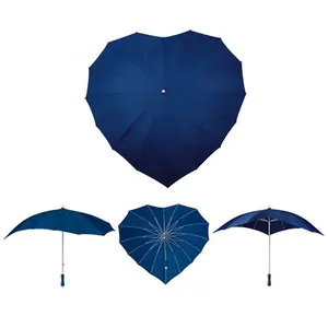 Heart Shape Umbrella 16 Panel Windproof Customized Color Wholesale Straight 25 Inch EVA Form Handle Manual Open,all in 1 Support