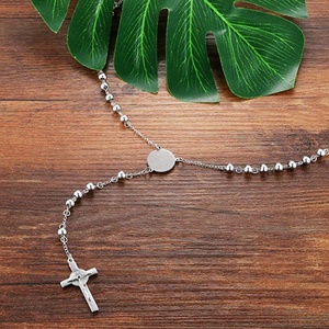 Chtistian Religious Jewelry Stainless Steel 6mm <strong>Blessed</strong> Bead Jesus Bible Deep Engrave <strong>Rosary</strong> Catholic Choker Necklace Jewelry