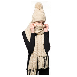 Venta al por mayor <span class=keywords><strong>barato</strong></span> Slouch Baggy Pom Beanie Mujeres Sombreros de punto y bufanda Sombrero - Product Image 4