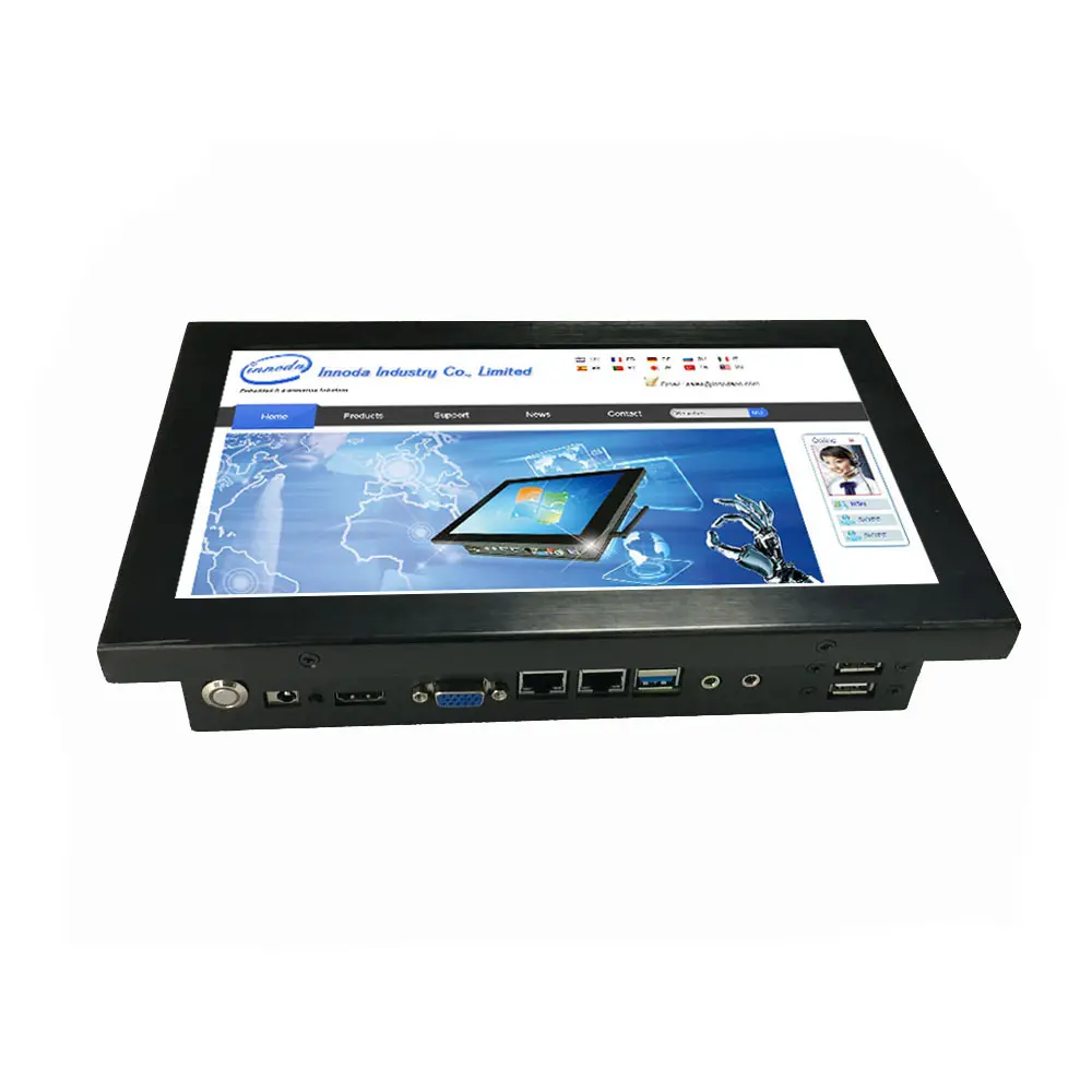 2LAN พอร์ต Cpu Dual-Core Mini Pc Nic 10นิ้ว Touch Panel Pc