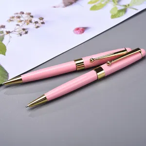 2023 good for girl present gifts fancy women pen designed metal cute pink pen ball pen with embossing logo