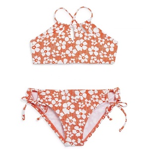 Bikini personalizado con su logotipo Ethic Shiny Lovely Little Girl Modeling Bikini para niñas de 5 a 14 años Bikini con estampado a rayas - Product Image 5