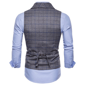 <span class=keywords><strong>Chaleco</strong></span> informal a cuadros con solapa para <span class=keywords><strong>hombre</strong></span>, <span class=keywords><strong>traje</strong></span> de negocios - Product Image 3