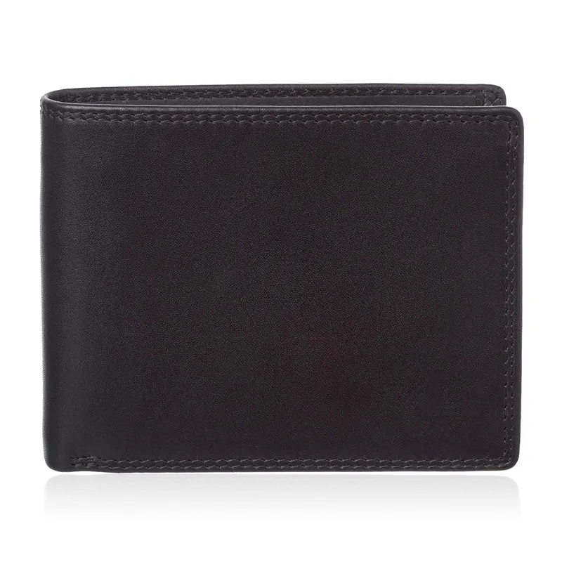 Promotion Gifts Men's Purse With RFID Protection Black Bifold Gents Leather Wallet