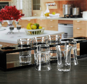 卸売鉛フリーショットグラス、木製トレイ付きショットグラス、スプリットショットグラス - Product Image 4