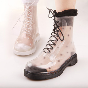 Qinghong produttore drop Design moda <span class=keywords><strong>donna</strong></span> PVC stivali da pioggia trasparenti - Product Image 4