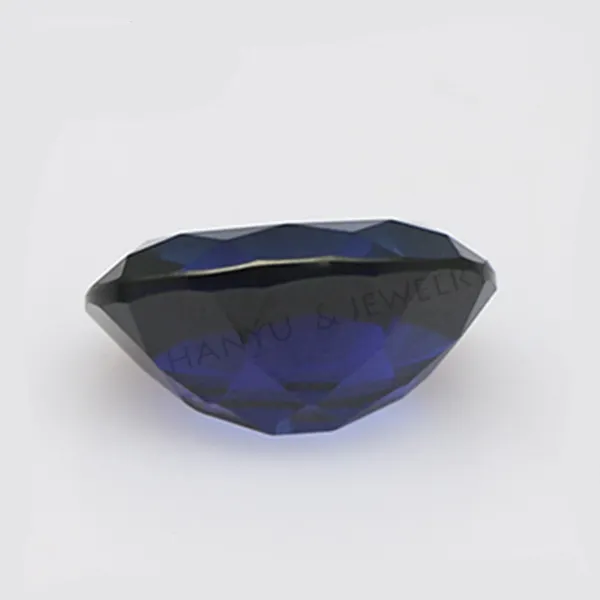 7 × 9ミリメートルOval Cut Synthetic Sapphire #34 Sapphire Dark Blue Gemstones Natural Bottom Cutting