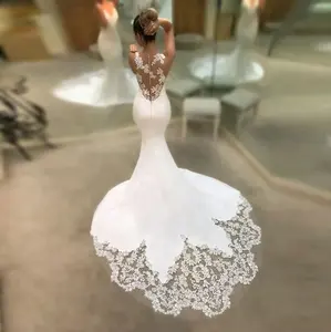 अफ्रीकी फैंसी साटन मरमेड ब्राइडल गाउन शादी की पोशाक