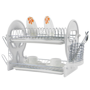 Profesional <span class=keywords><strong>de</strong></span> acero inoxidable <span class=keywords><strong>2</strong></span> Nivel Deluxe Chrome cocina plato <span class=keywords><strong>escurridor</strong></span> estante con <span class=keywords><strong>escurridor</strong></span> - Product Image 4