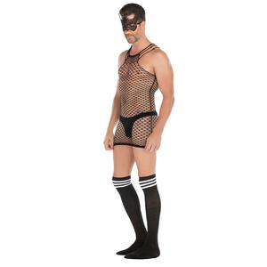 Hot Selling Nylon Black Visnet Heren Sexy Ondergoed Bodystockings