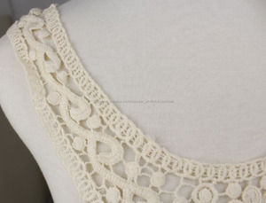 Alta calidad <span class=keywords><strong>50</strong></span>*32 <span class=keywords><strong>cm</strong></span> anchura off white water soluble algodón cuello de encaje patrones para vestidos - Product Image 2