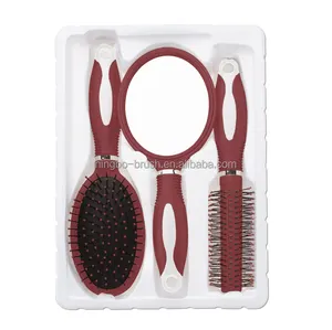 professional japanese hair brush with mirror set nylon bristle hair comb hair brush wholesale