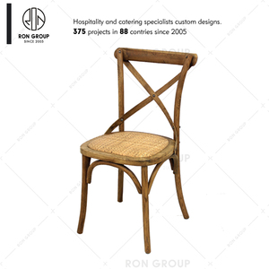 Muebles apilables para Banquete de Hotel, muebles de comedor de madera maciza con respaldo cruzado de ratán, tipo Tuscania, OEM, venta al por mayor - Product Image 5