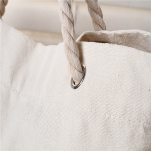 New Custom In Logo Bãi Biển Lớn Túi Thăng Hoa Bán Buôn Mua Sắm Tote Túi Bông Vải Bãi Biển Túi Rope Xử Lý - Product Image 4