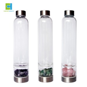 Bouteille d'eau <span class=keywords><strong>en</strong></span> <span class=keywords><strong>verre</strong></span> isolé avec bouchon, pierres de guérison, cristaux de transport, sûr et <span class=keywords><strong>incassable</strong></span>, 1 pièce - Product Image 6