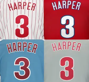 Klaar Om Bryce Harper #3 Beste Kwaliteit Gestikt Honkbal Jerseys