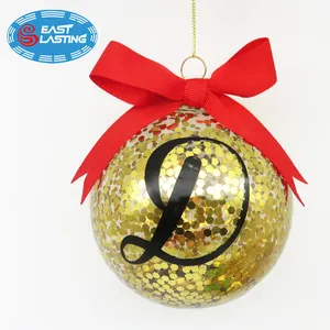 Glittery Gold Shiny Personalised Christmas Tree Ornament Wholesale Glass Ornament