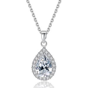 Luoteemi Groothandel Gratis Verzending Snelle Express Vrouwen <span class=keywords><strong>Emerald</strong></span> Cz Water <span class=keywords><strong>Drop</strong></span> Shape Elegant Bridal Hanger Ketting