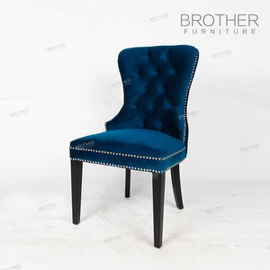 <span class=keywords><strong>Wingback</strong></span> cadeira de jantar contemporânea <span class=keywords><strong>chesterfield</strong></span> estofados de veludo azul escuro - Product Image 6