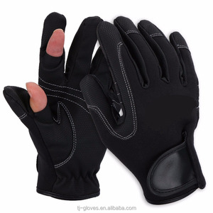 <span class=keywords><strong>Guanti</strong></span> Sportivi da Esterno con 2 <span class=keywords><strong>Dita</strong></span> Scoperte in Pelle/Poliestere/PU, Resistenti e Antiscivolo per Pesca, Caccia, Equitazione e Ciclismo - Product Image 1